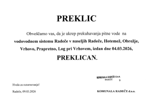 PREKLIC ukrepa prekuhavanja vode